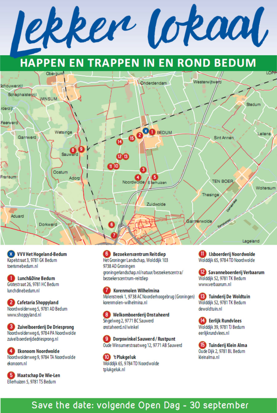 lekker lokaal happen en trappen bedum opendag 17 juni 2023 vvv bedum