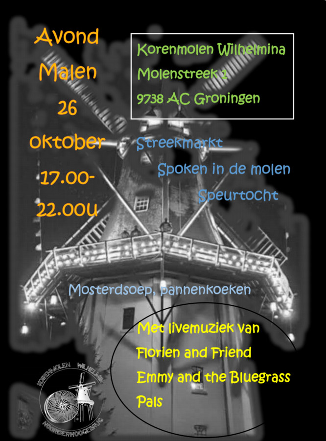 Avondmalen in Korenmolen Wilhelmina op zaterdag 26 oktober