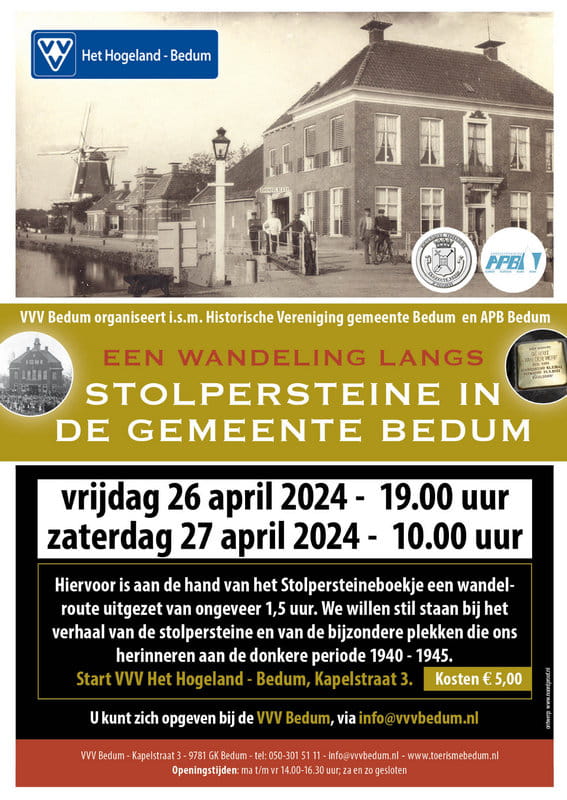 poster Wandeling met verhaal langs enkele STOLPERSTEINE in BEDUM